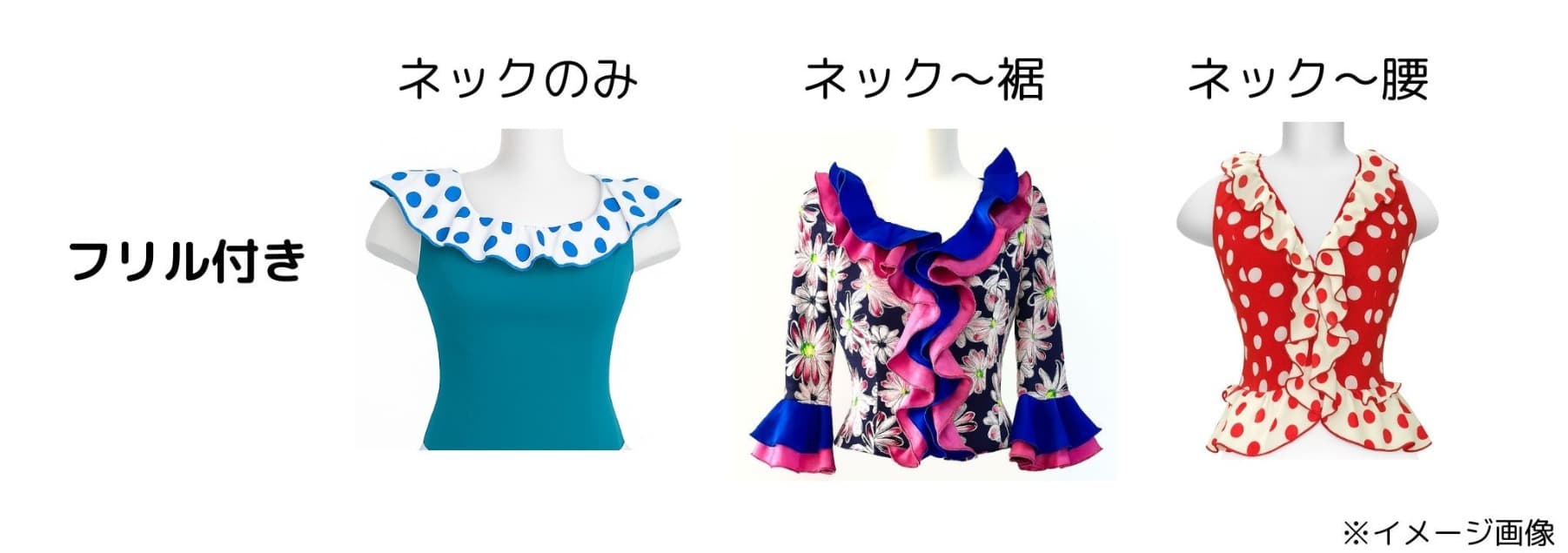 フラメンコドレスのネックデザイン