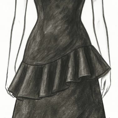 アシンメトリーヘムフリルブラウスツーピース裾