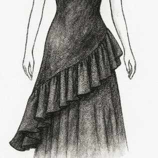 斜めヘムフリルロングブラウスツーピース裾